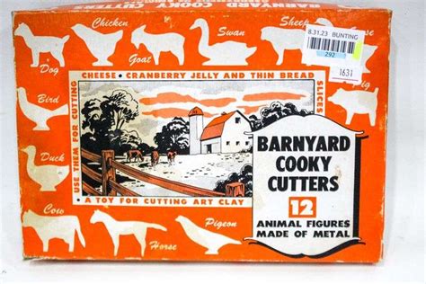 vintage barnyard cookie cutters metal boxed unused|17 Metal Cookie Cutters Barnyard Texas W/Box .